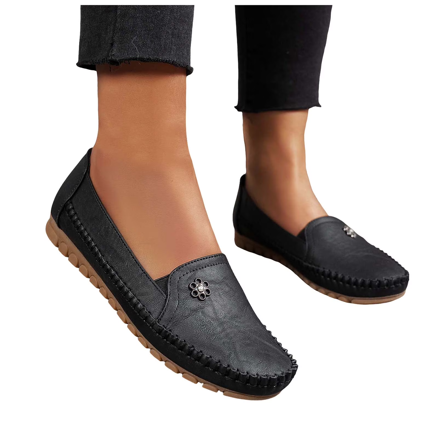 Penny Loafers for Women – Comfy Orthopedic Slip-On Walking Shoes – Black