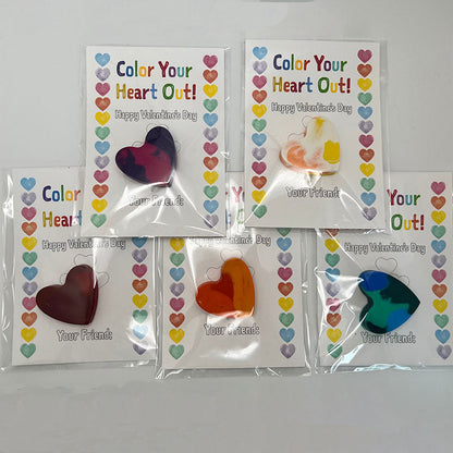 Heart crayon Valentines Cards